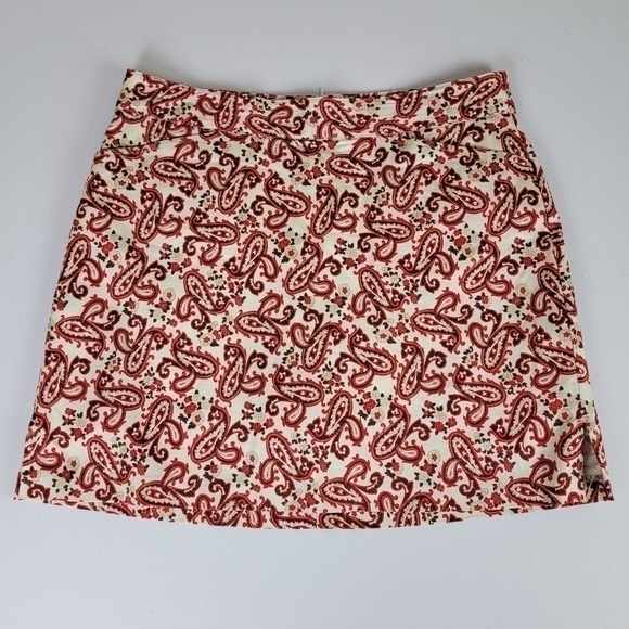 Lady Hagen Tango Red Woven Paisley Print Golf Skirt/Skort Sz 8 - Picture 1 of 14